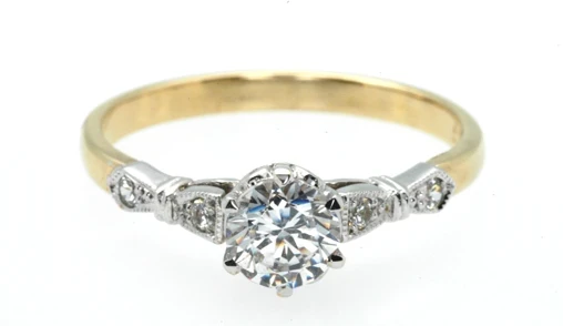 428C Diamond antique style engagement ring set with-0.75ct brilliant
