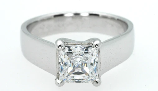 544 Platinum trellis style princess cut diamond solitaire