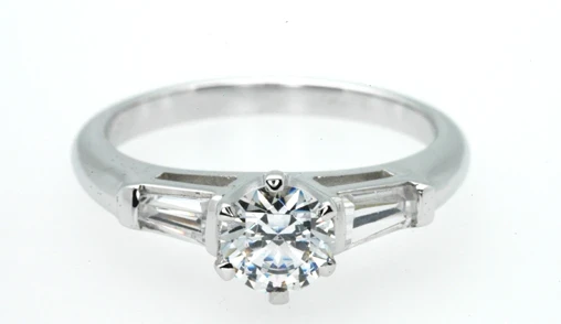 729 Platinum Brilliant and baguette diamond engagement ring