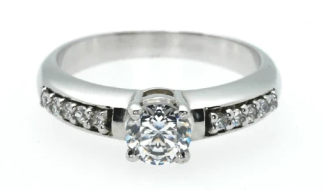764D Platinum bead set diamond wedding ring