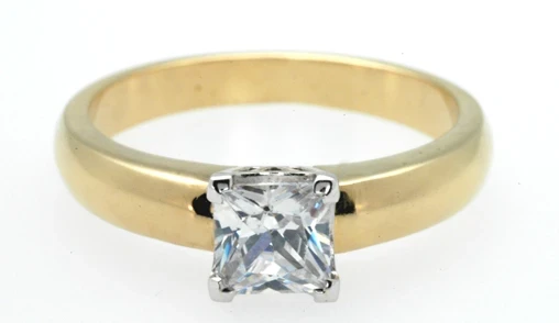 817 Wide band square diamond engagement ring