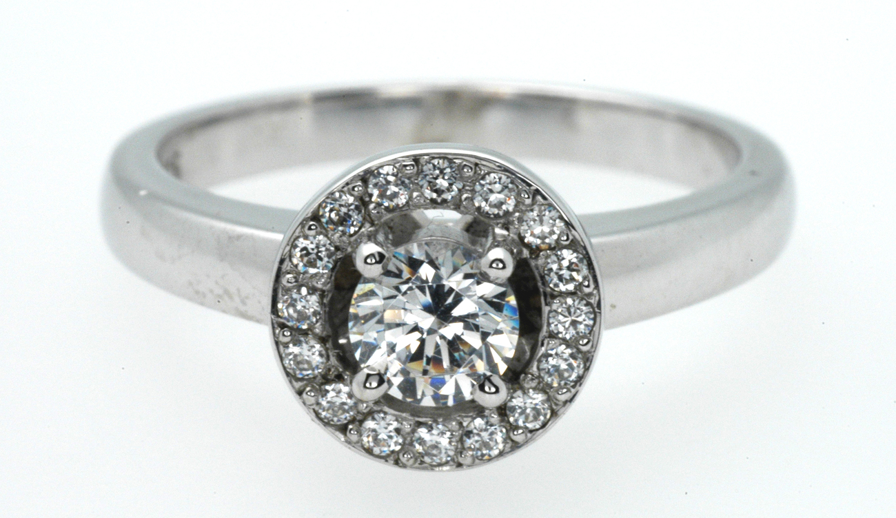 full image for 0.40 carat center Diamond ring with Halo, style #974