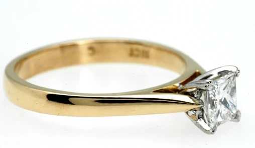 An elegantly designed princess cut diamond ring, featuring a 0.41-carat centre stone in a timeless four-prong setting.