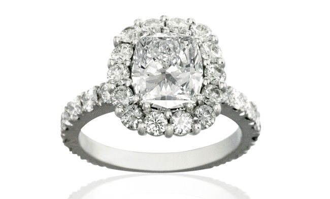 2ct Cushion cut diamond halo engagment ring