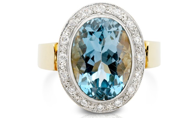 Aquamarine and diamond cocktail ring