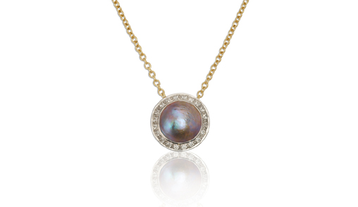 full image for Blue pearl and diamond pendant #833