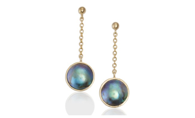 Blue pearl drop earrings #695