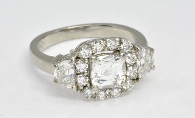Crisscut diamond engagement ring
