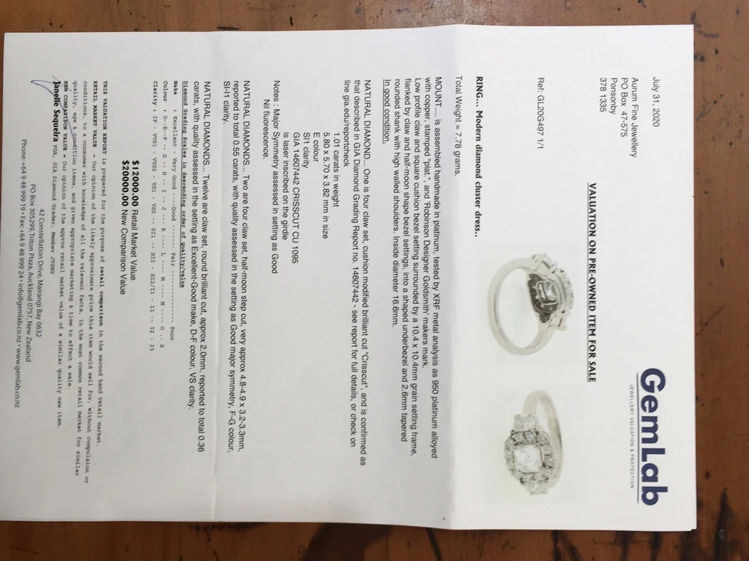 Crisscut diamond ring valuation