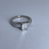 SOLD...Emerald cut Diamond three stone ring