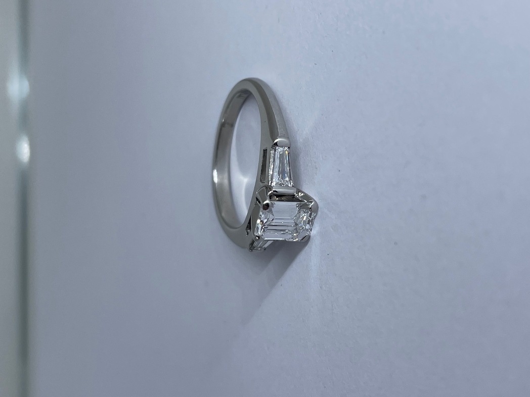 full image for Emerald cut diamond engagement ring IMG 6334