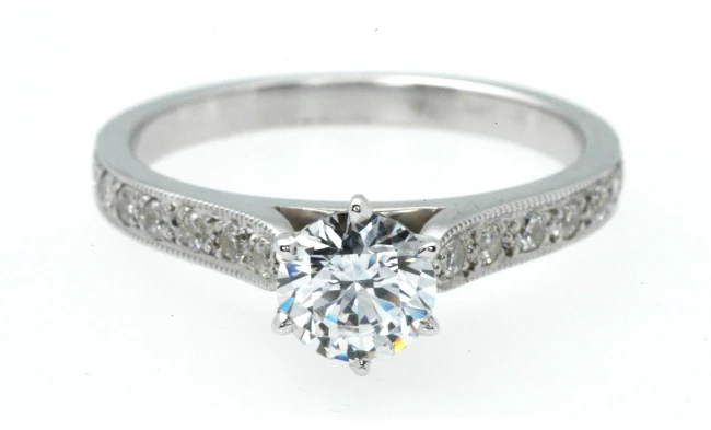 Diamond Engagement ring with bead set shoulders
