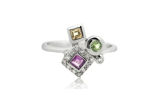 Muti colour gemstone ring