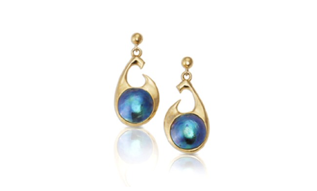 NZ Pacific blue pearl earrings 74