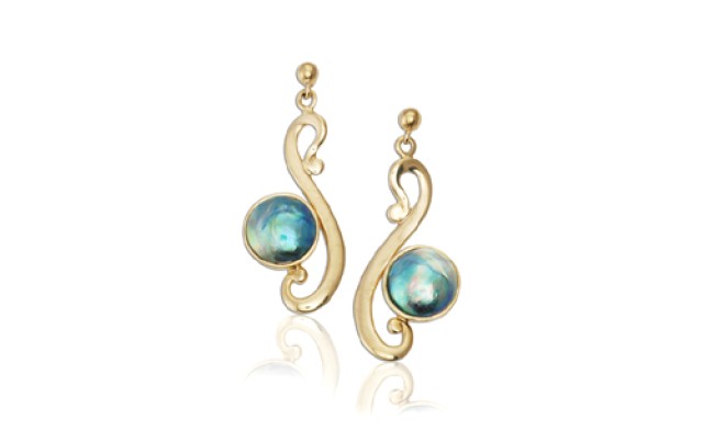 NZ Pacific blue pearl earrings 76