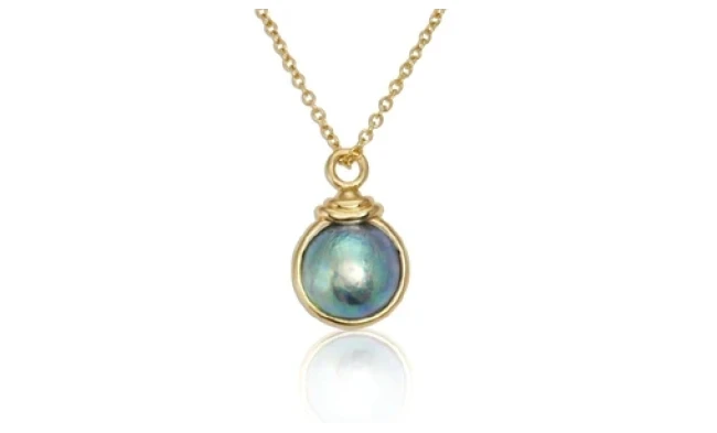 Pacific blue pearl pendant 87
