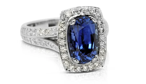 Platinum Sapphire and diamond ring