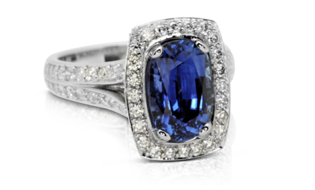Platinum Sapphire and diamond ring