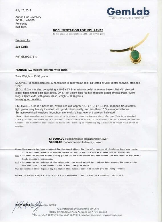 Scan Colombian Emerald pendant