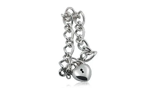 A stunning sterling silver bracelet elegantly gleams under light, showcasing intricate and detailed craftsmanship.