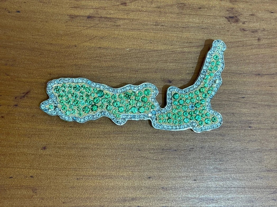 A beautifully crafted New Zealand map pendant with intricate detailing in a lustrous gold finish. 